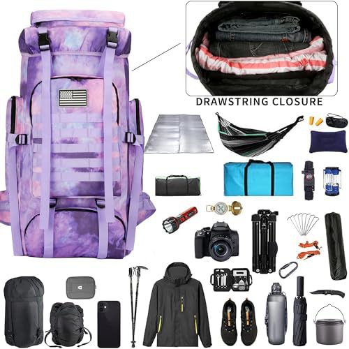 70l military camping backpack black — photo 3