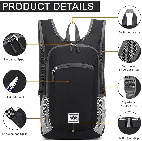 Black foldable 15l hiking backpack — photo 4