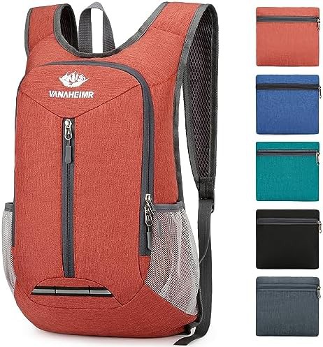 Dark orange foldable 15l hiking backpack