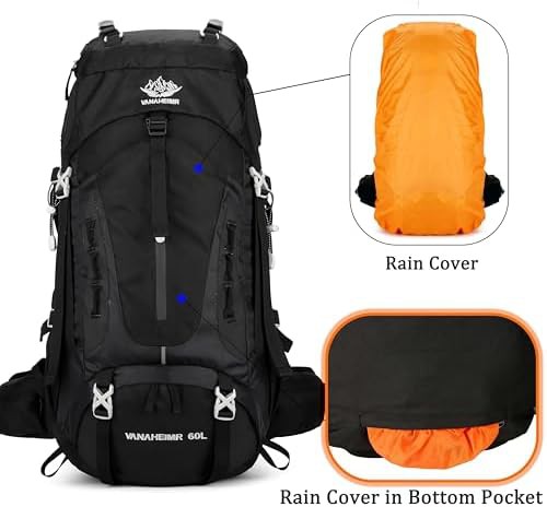 YFREAL 60L travel hiking camping backpack black — photo 5