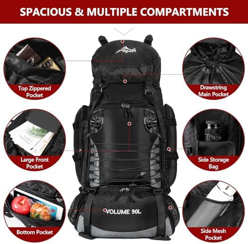 Large 90L Camping Backpack with Rain Cover — photo 3
