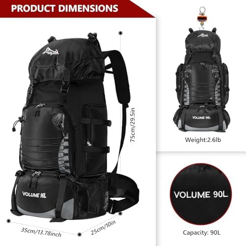 Large 90L Camping Backpack with Rain Cover — photo 5