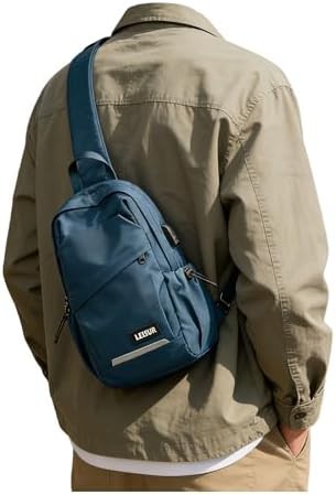 Peacock blue USB crossbody sling bag