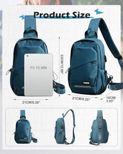 Peacock blue USB crossbody sling bag — photo 3