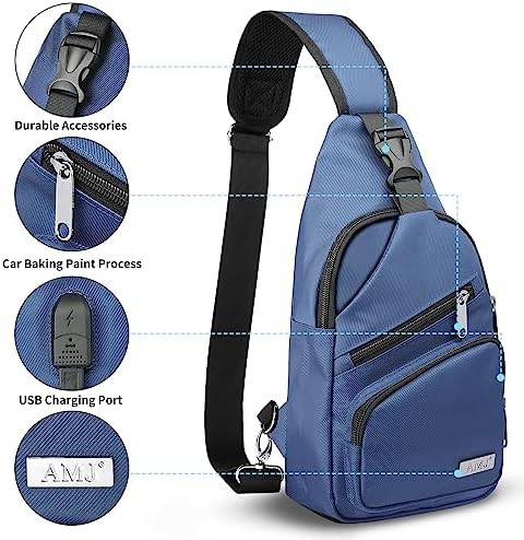 Large Blue Crossbody Sling Backpack for Hiking — photo 3