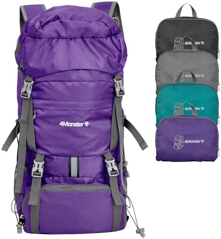 Purple portable travel hiking backpack 32L
