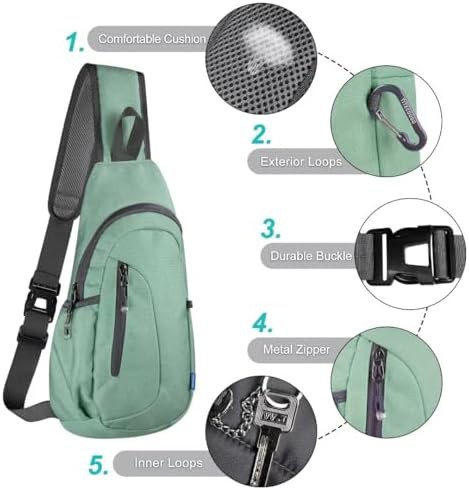 Aqua green canvas hiking sling bag — photo 5