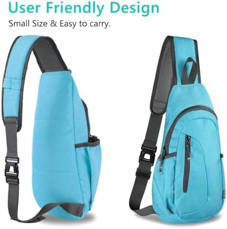 Sky blue canvas hiking sling bag — photo 3
