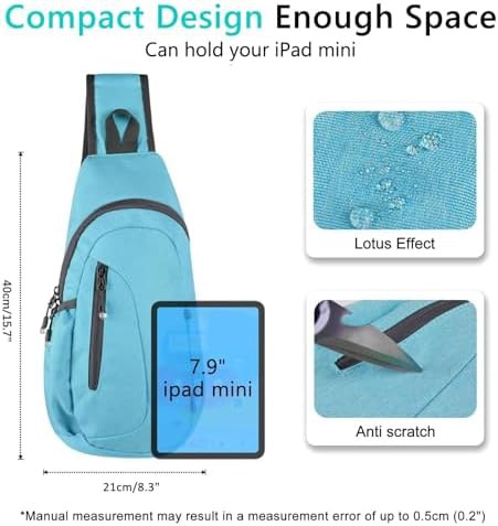 Sky blue canvas hiking sling bag — photo 4