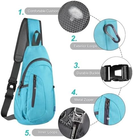 Sky blue canvas hiking sling bag — photo 5