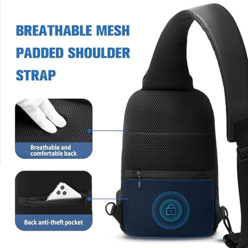 Sling bag with USB charging port black — photo 4