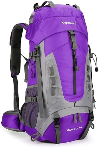 Purple waterproof travel backpack 60l