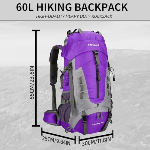Purple waterproof travel backpack 60l — photo 5