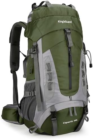 Army green waterproof camping backpack 60l