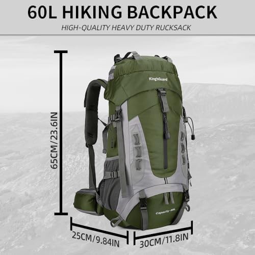 Army green waterproof camping backpack 60l — photo 5