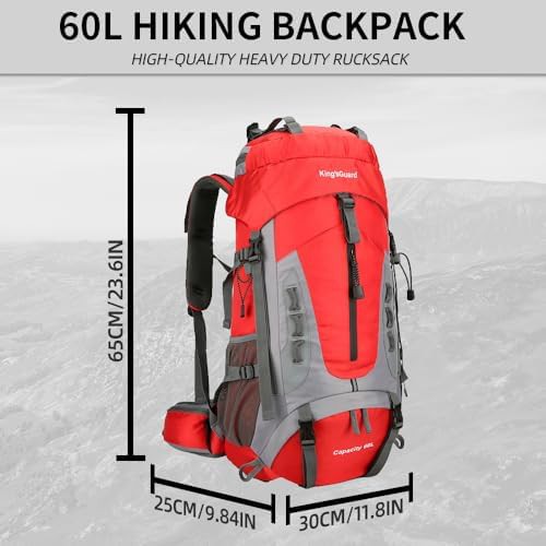 Red waterproof travel backpack 60l — photo 5