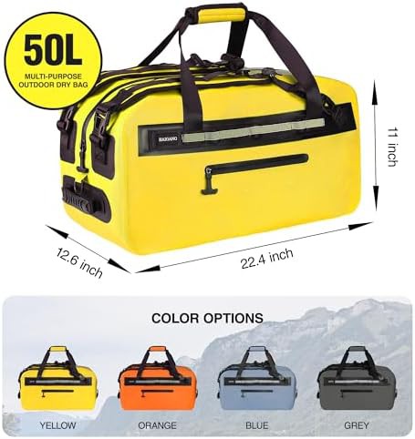 Yellow heavy duty waterproof dry duffle bag 50l — photo 4