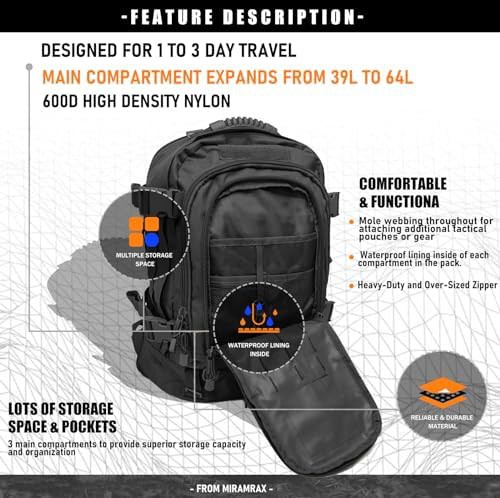 Black MOLLE Tactical Hiking Daypack — photo 5