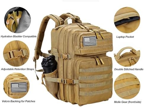 Khaki tactical assault pack 45L — photo 4