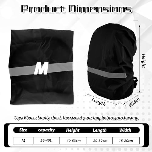 Black waterproof rain cover with reflective strips — photo 3