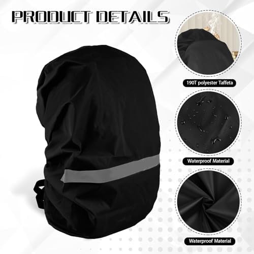 Black waterproof rain cover with reflective strips — photo 4