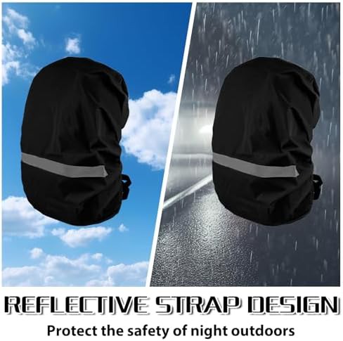 Black waterproof rain cover with reflective strips — photo 5