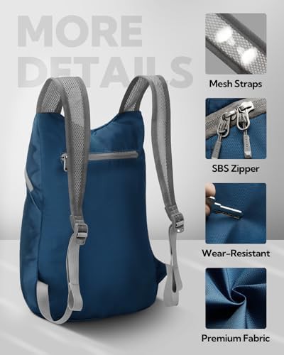 Foldable ultralight hiking backpack blue 15L — photo 4