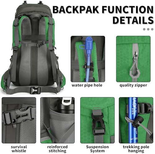 Green 60L outdoor climbing backpack — photo 5