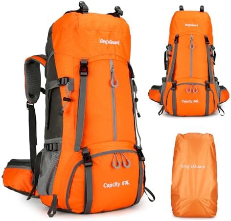 Orange waterproof climbing daypack 60l