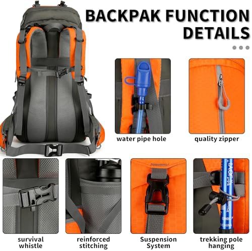 Orange waterproof climbing daypack 60l — photo 5