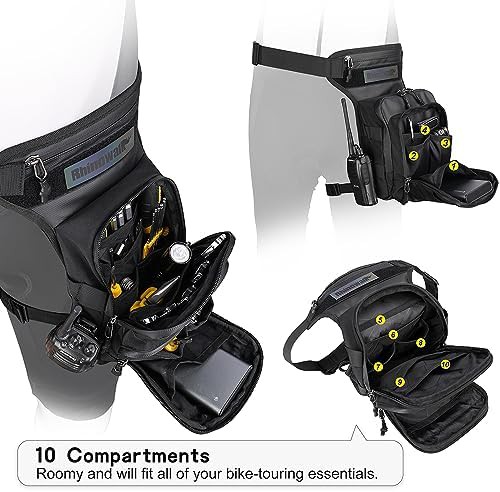Black tactical motorcycle drop leg pouch — photo 3