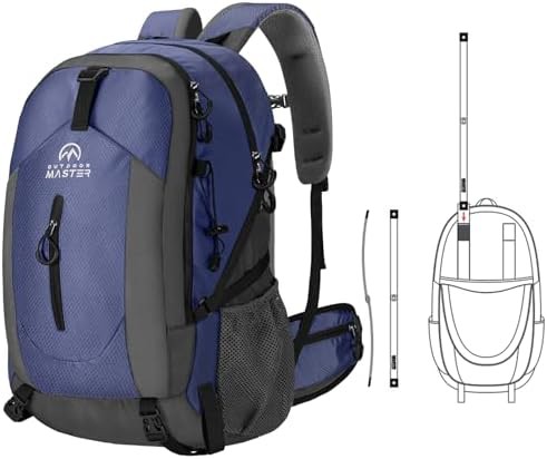 OutdoorMaster 50L hiking backpack with aluminum support
