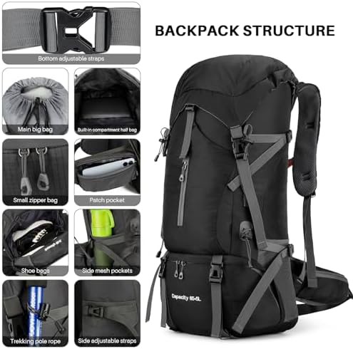 Black Large Hiking Backpack 70L — photo 4