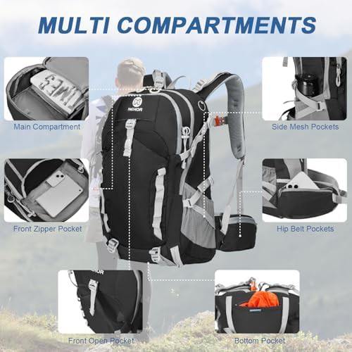 Water resistant black camping daypack 40L — photo 3