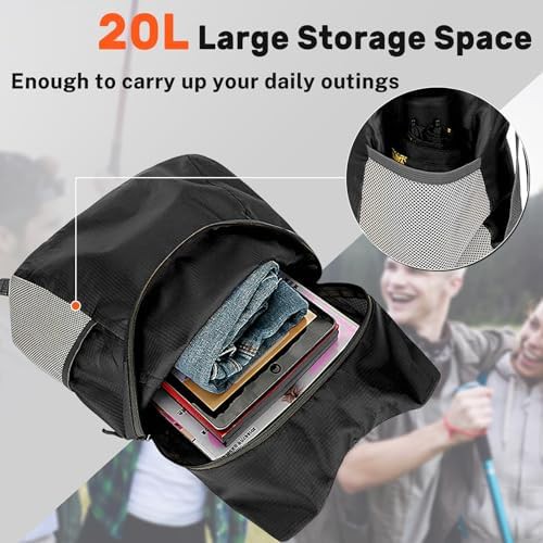 Water repellent foldable hiking backpack black — photo 3