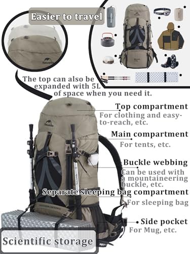 Seventy point five litre hiking backpack with cover — photo 4