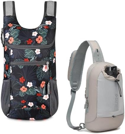 Flower grey sling backpack rfid
