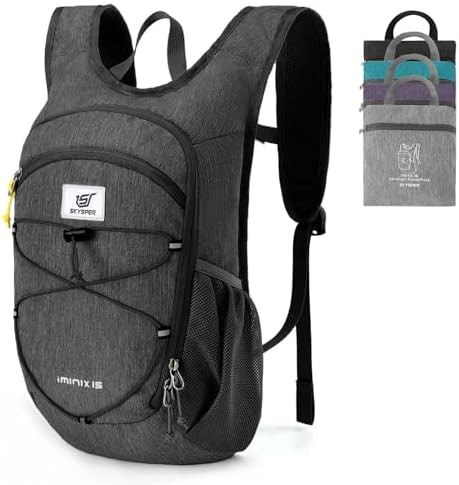 Black foldable 15L travel daypack