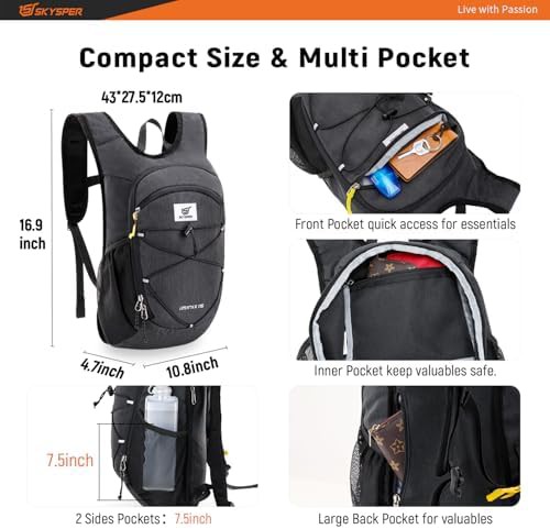 Black foldable 15L travel daypack — photo 3