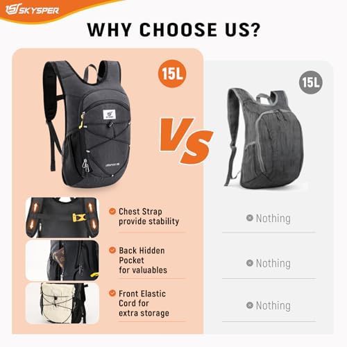 Black foldable 15L travel daypack — photo 5