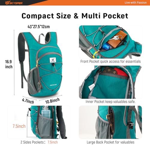 Cyan foldable 15L outdoor daypack — photo 3
