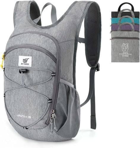 Grey foldable 15L travel daypack