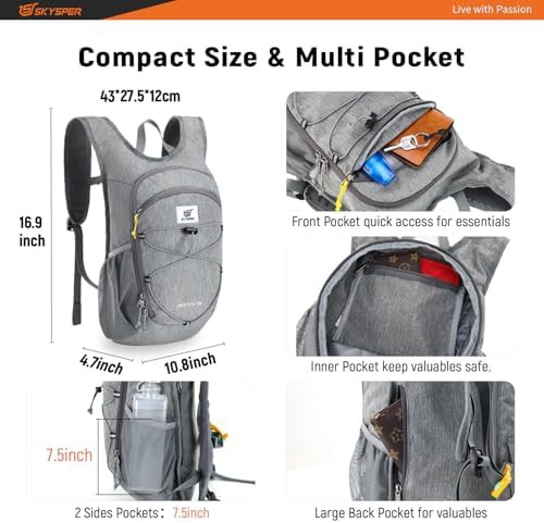 Grey foldable 15L travel daypack — photo 3