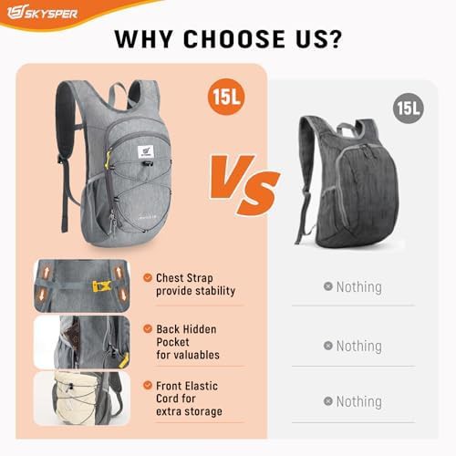 Grey foldable 15L travel daypack — photo 5