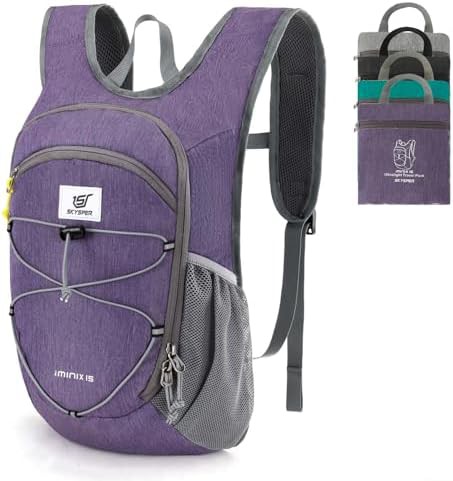 Purple foldable 15L hiking daypack