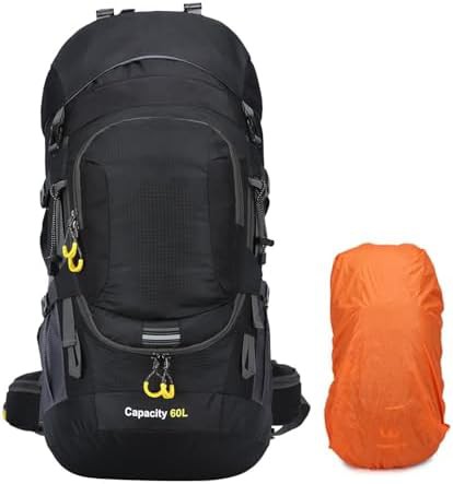 Black 60L Multi Compartment Hiking Backpack