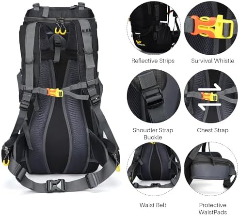 Black 60L Multi Compartment Hiking Backpack — photo 5