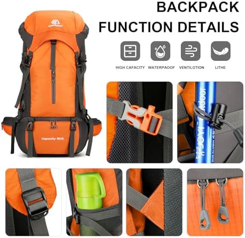 Orange 70L Waterproof Travel Hiking Backpack — photo 4