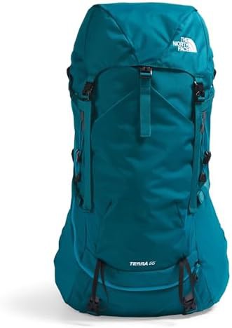 Women's Terra 55 backpack in moss and sapphire