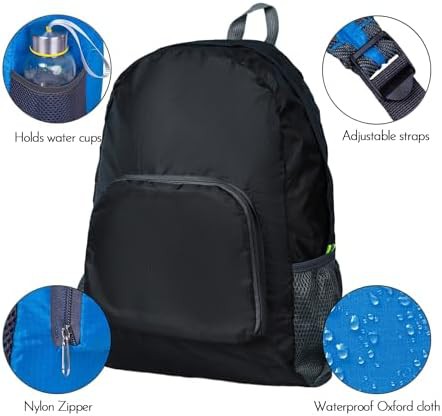 Black Foldable Ultralight Hiking Backpack — photo 4